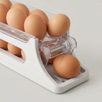 4 Layer Rolling Egg Dispenser | Space Saving Fridge Egg Rack | Gray and White | Syncrois