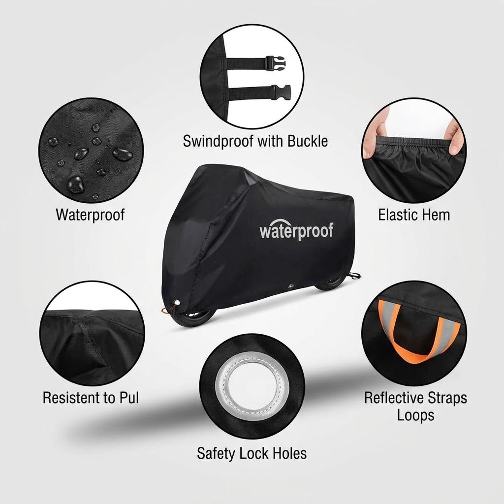 Bike Cover Large | Waterproof Bicycle Cover 220 x 95 x 110cm | Rain UV Dust Protection | Syncrois