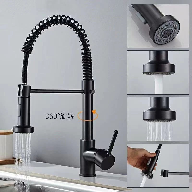 Kitchen Water Faucet Black + Hose