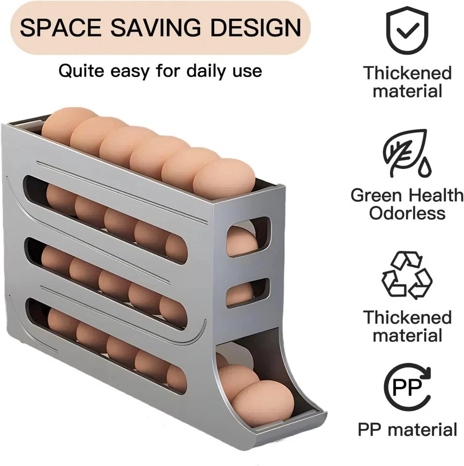 4-Layer Rolling Egg Dispenser – Space-Saving Fridge Egg Rack