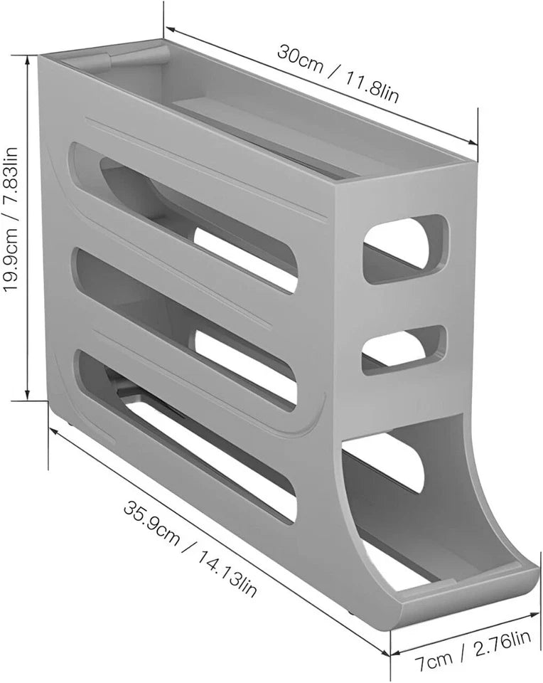 4-Layer Rolling Egg Dispenser – Space-Saving Fridge Egg Rack
