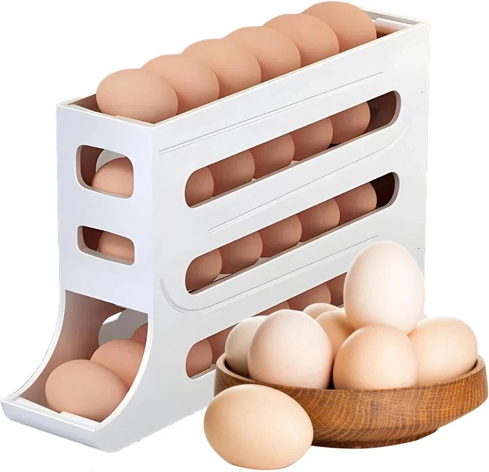 4-Layer Rolling Egg Dispenser – Space-Saving Fridge Egg Rack
