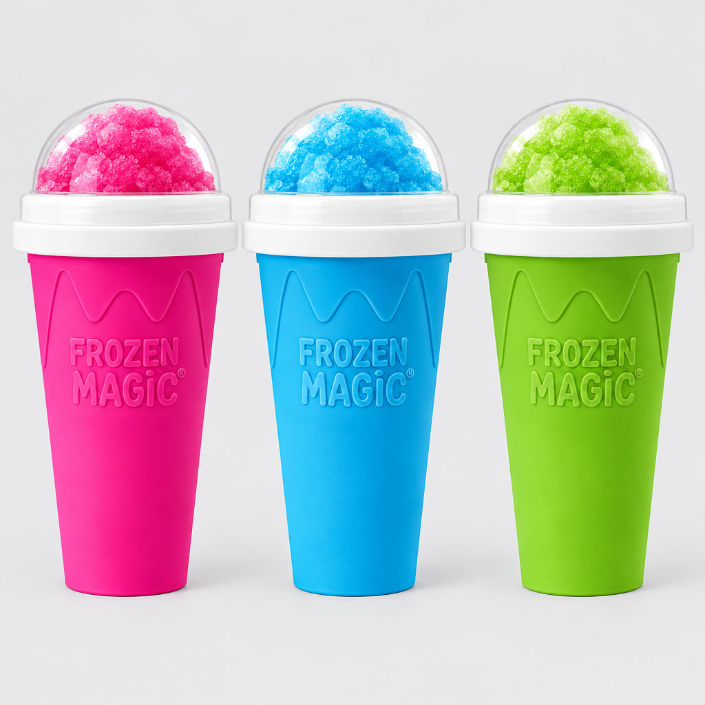 Slushie Cup for Frozen Drinks and Smoothies | Pink Yellow Green | Ergonomic Grip | Syncrois
