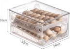 Plastic Egg Dispenser, Top Loading Auto Rotating Fridge Egg Holder, 32 x 24 x 16cm