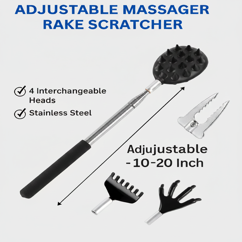 Adjustable Massager Back Scratcher — Detail Infographic