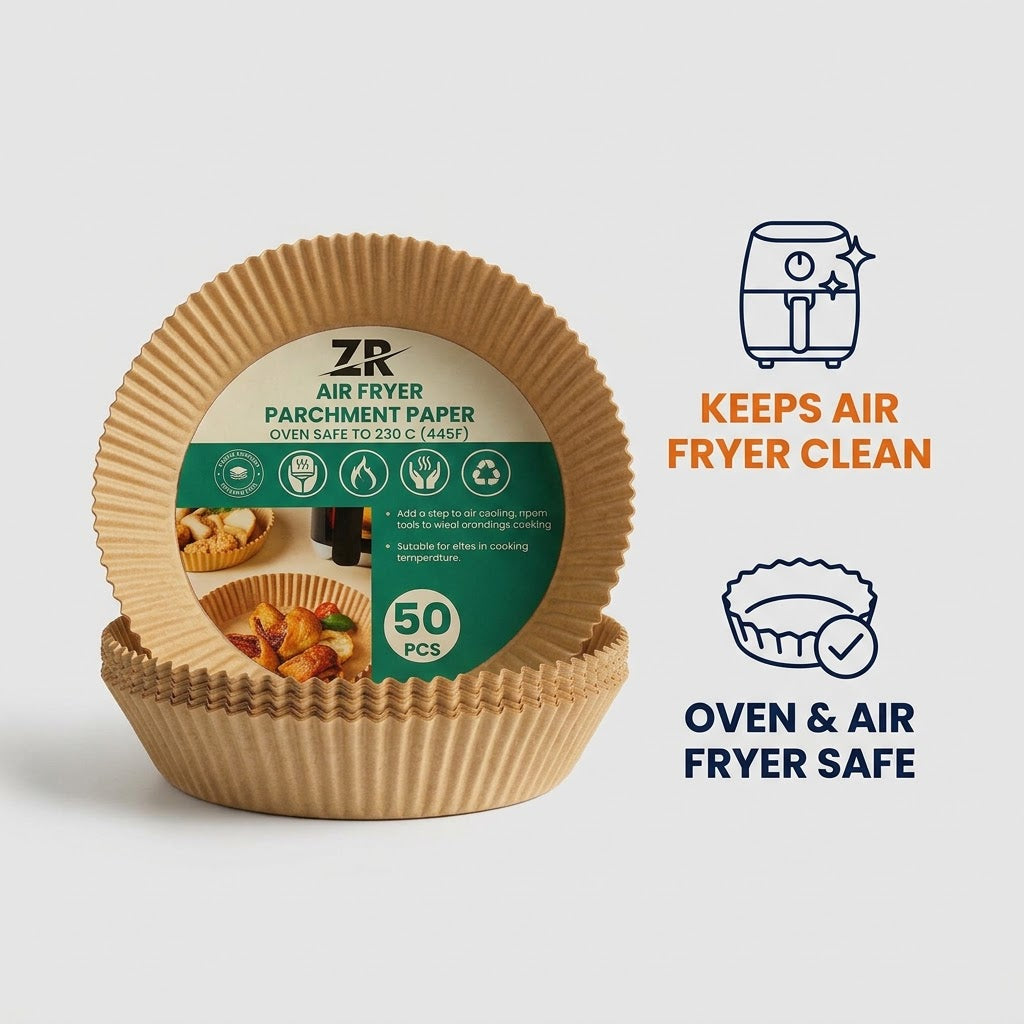 Air Fryer Disposable Paper Liners, Pack of 50, Non Stick Parchment Sheets | Syncrois