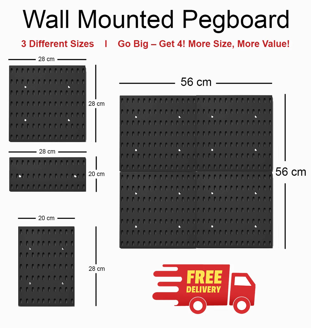 Small Pegboard 12x28cm – Black Wall Organiser