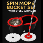 Spin Mop Bucket with Wringer and Microfibre Heads | Plastic | Syncrois