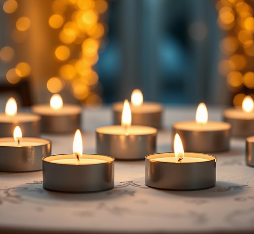 Tea Light Candles 50 Pack | 9 Hour Long Burning Unscented Tealights | Syncrois