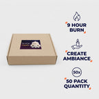 Tea Light Candles 50 Pack | 9 Hour Long Burning Unscented Tealights | Syncrois