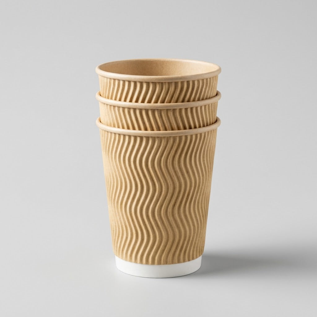 12oz Disposable Ripple Wall Paper Coffee Cups | Hot and Cold Drinks | Syncrois