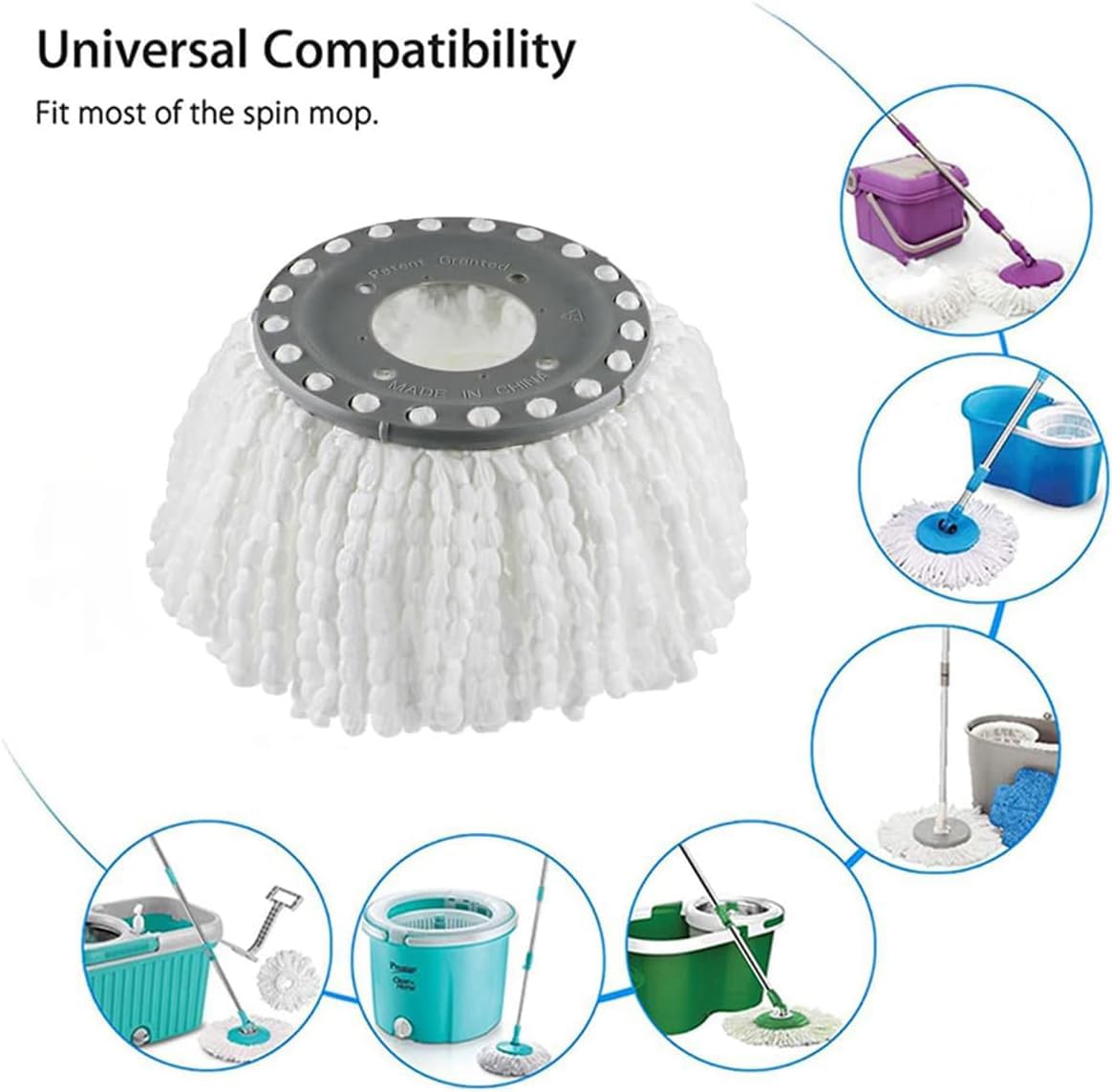 Spin Mop Head Replacement | 360 Mop Refill Pad | 150g Cotton Cord | Syncrois