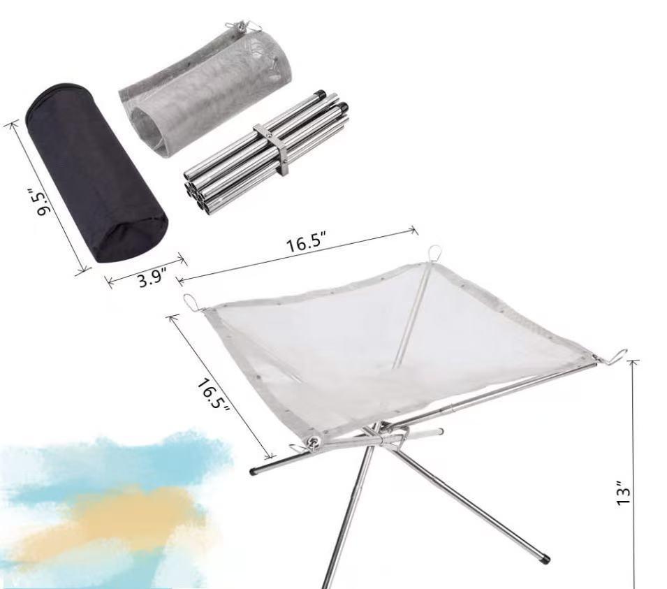 Portable Fire Pit 42x42x34cm | Foldable Stainless Steel Outdoor Fire Pit