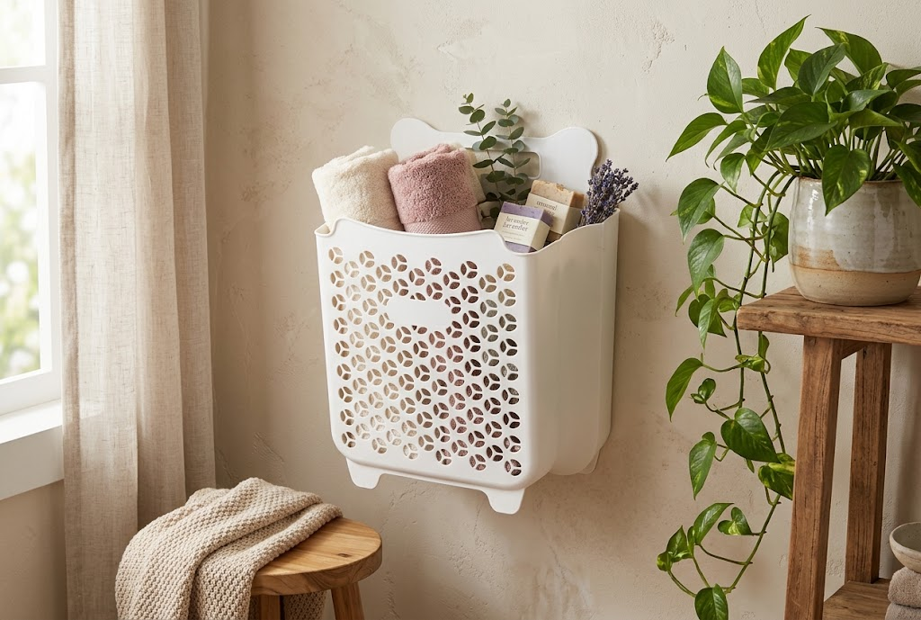 Hanging Wall Basket | Decorative Storage Organiser | Plants, Kitchen, Bathroom and Hallway | 2 Sizes | Syncrois