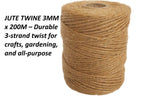 Natural Jute Twine 2mm | 50m 100m 150m 200m | Biodegradable Craft Garden and Gift Wrapping String | Syncrois