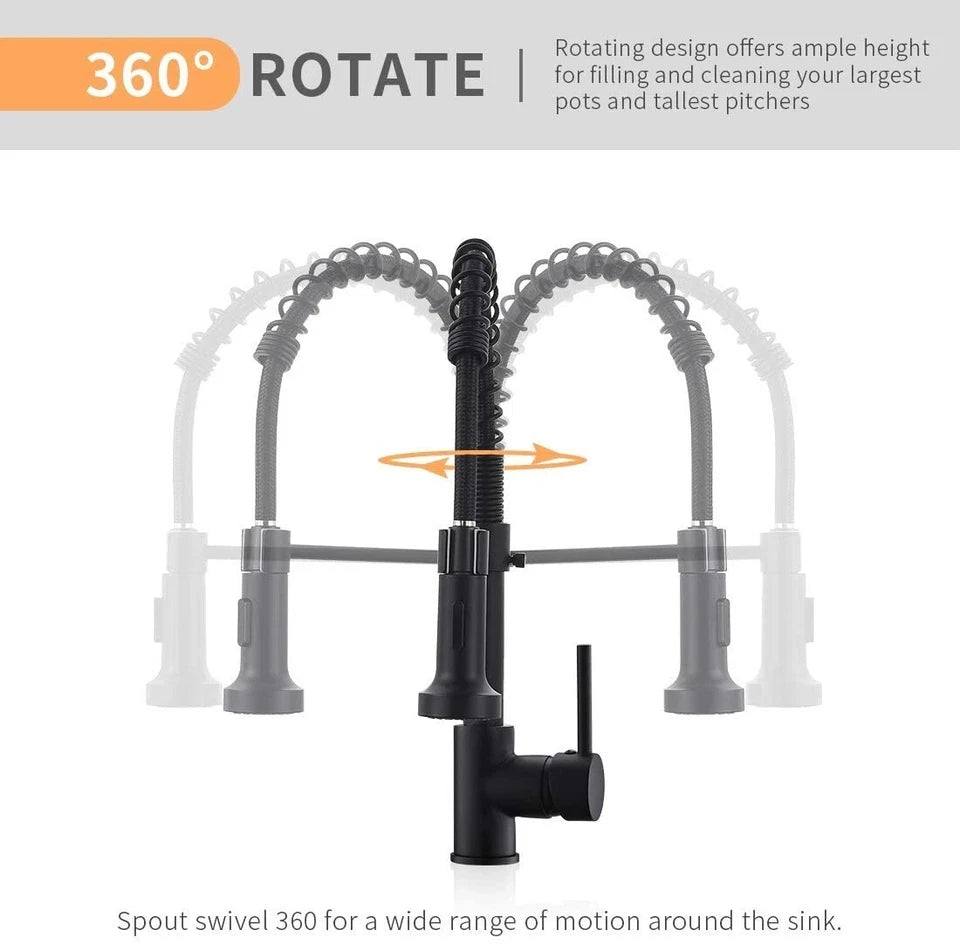 Kitchen Water Faucet Black + Hose