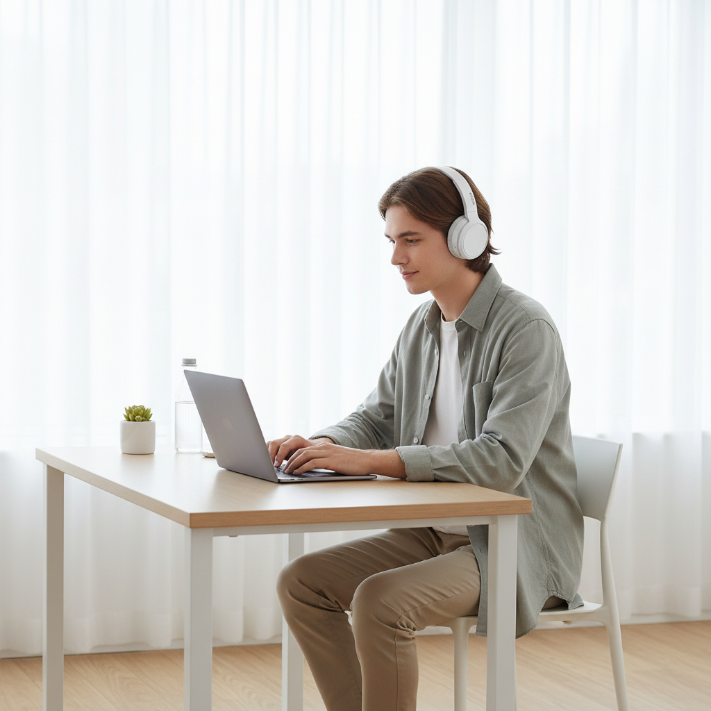 Philips Headphones Lifestyle - Modern Workspace